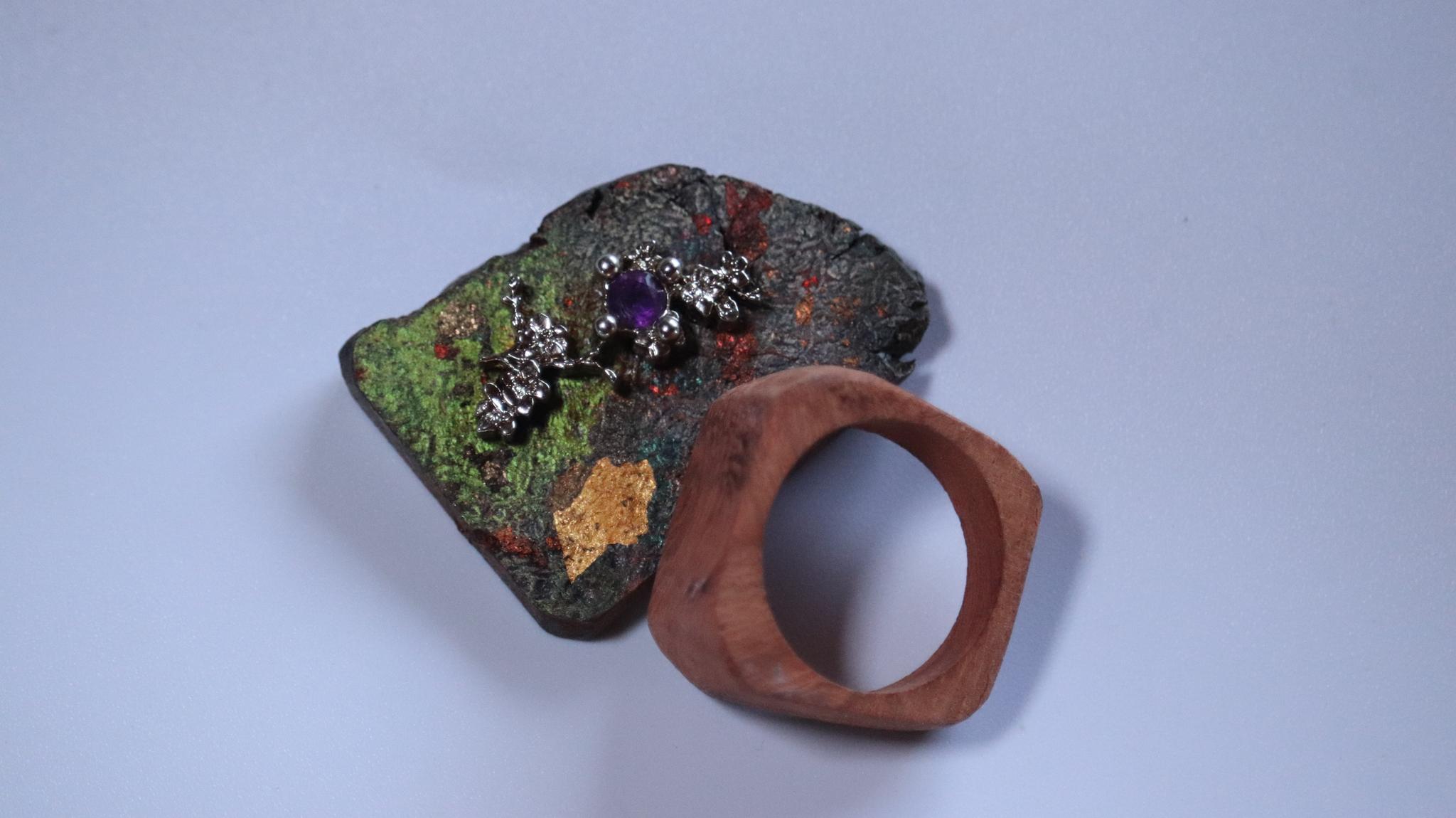 和装指輪sakura1　kimono ring  着物リング　ウッドリング　ハンドメイド　和風 | 2枚目