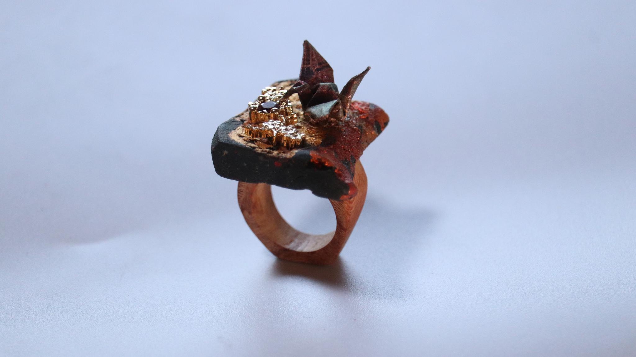 和装指輪sakura3　kimono ring  着物リング　ウッドリング　ハンドメイド　和風 | 2枚目